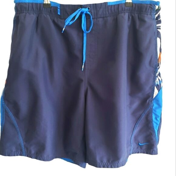 Nike Men's Blue and Floral Swim Trunk Shorts - Picture 1 of 3